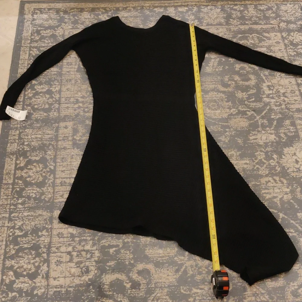 New!Love Token Black Asymmetrical Knit Sweater Dress Long Sleeves Sz Med - Picture 11 of 13